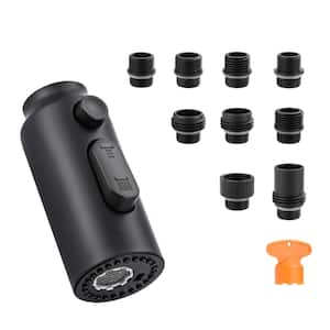 3 Function Kitchen Faucets Spray Head Replacement with 9-Adapters in Matte Black