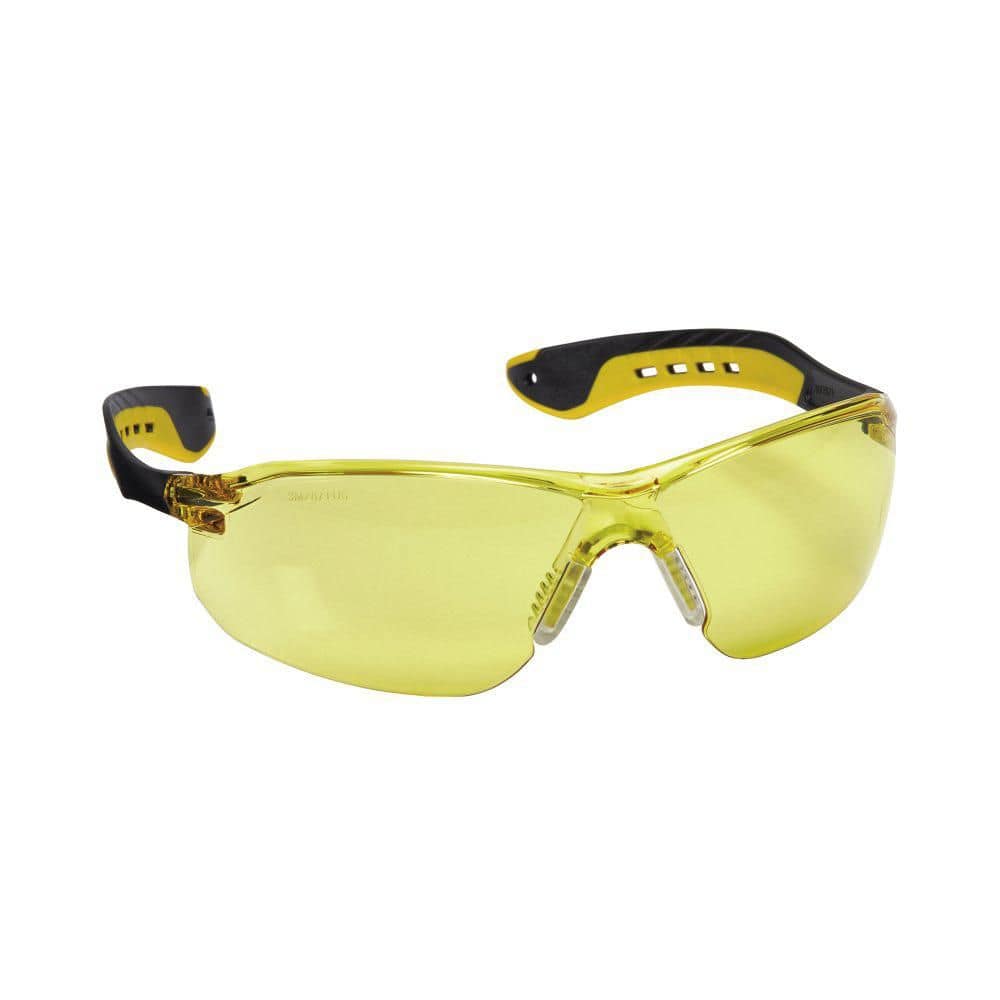 3M Flat Temple Eyewear Anti-Scratch, Black/Yellow, with Amber Lens