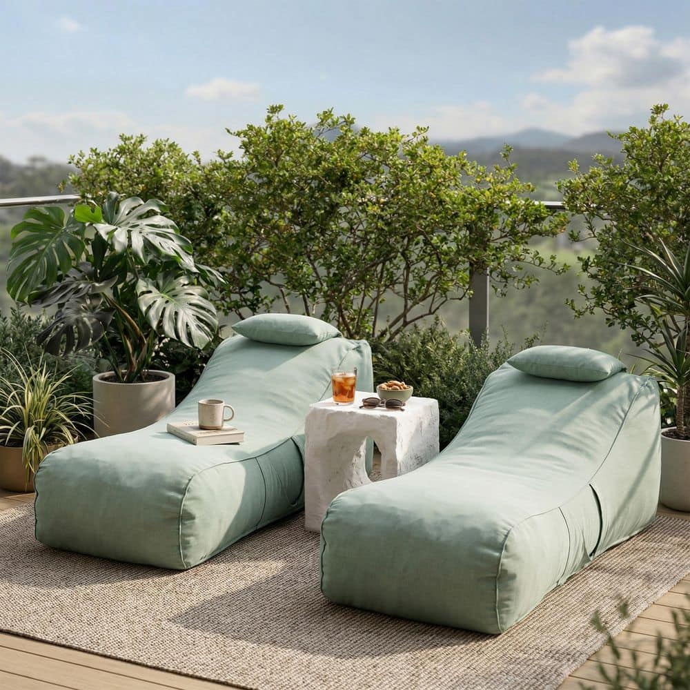 Oscar Modern Mint Plastic Olefin Fabric Patio Bean Bag Outdoor Lounge Chair with Shredded Sponge Filling (Set of 2) price history on PriceWatchPro