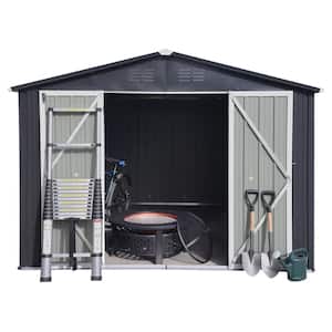 10 ft. x 8 ft. Outdoor Metal Storage Sheds with Hinged Door and Padlock, Vents for Garden(80 sq.ft.), Dark Grey