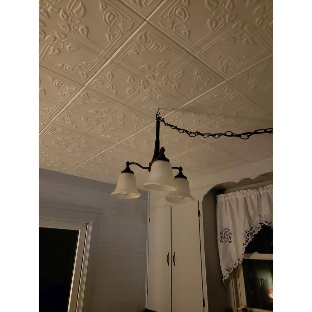 Plain White Polystyrene Ivy Leaves Glue-up Ceiling Tile