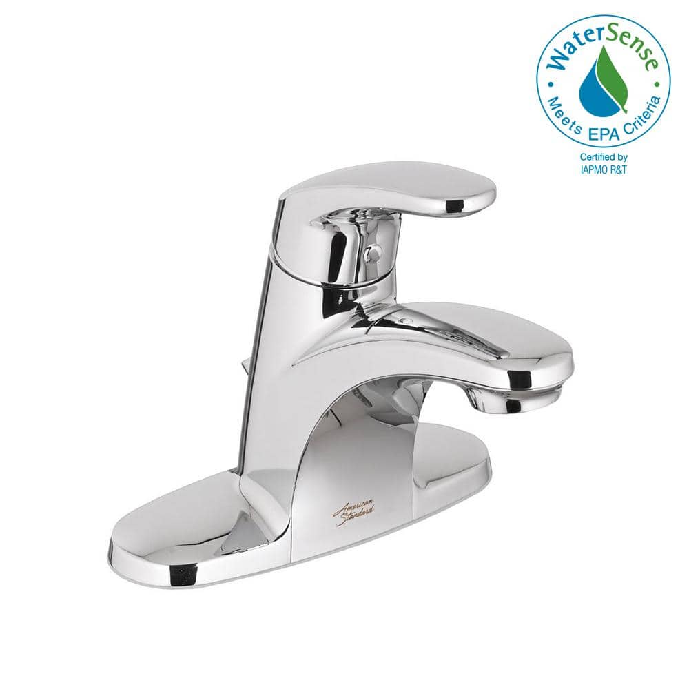 Polished Chrome Centerset Bathroom Faucet with Drain Assembly