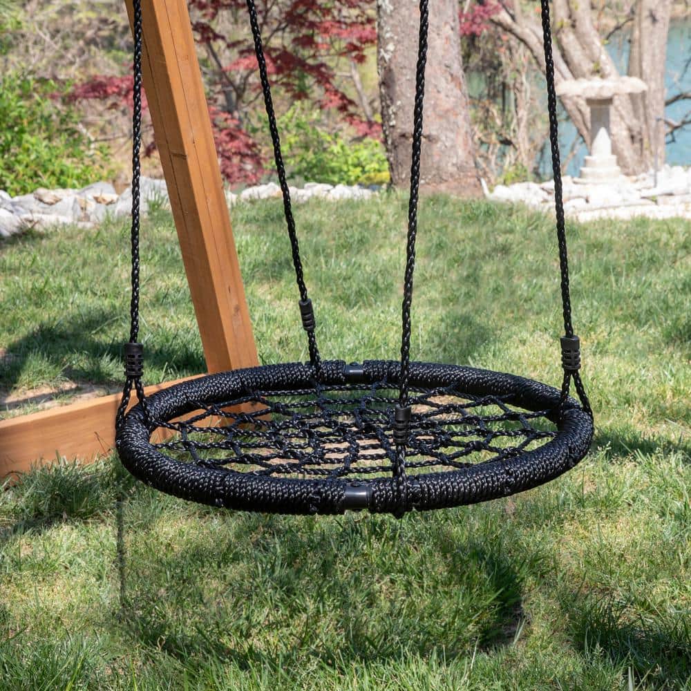 Endeavor II Cedar Wood Swing Set with Yellow Slide and Picnic Table