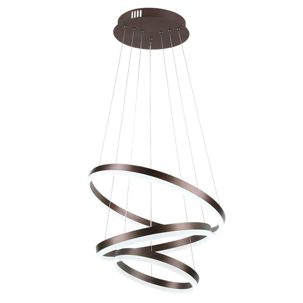 Maxax Brown 3-Light LED Modern Chandelier