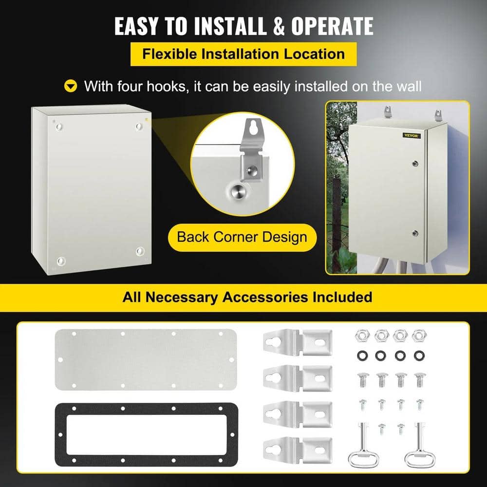 24'' x 16'' x 10'' Gray Carbon Steel Electrical Enclosure Box