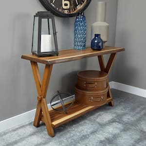 Forest Retreat 48 in. Brown Standard Rectangle Wood Console Table with Storage
