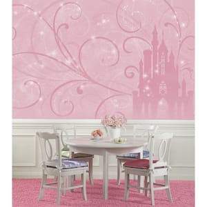 72 in. x 126 in. Disney Princess Scroll Castle Chair Rail Pre-Pasted Wall Mural