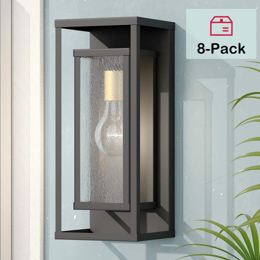 Montpelier 1-Light Black Hardwired 16 in. H Outdoor Sconce Dusk to Dawn Wall Lantern Sconce (8-Pack) price history on PriceWatchPro