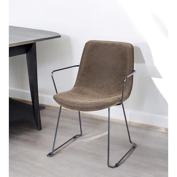 HomeRoots Brown And Black Upholstered Faux Leather Arm Chair
