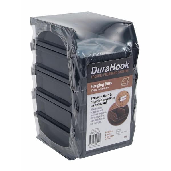 Triton Products 4-Compartments Small Part Organizer LocBin 4 Hanging and Stackable Bin Wall Kit in Black (8-Piece)