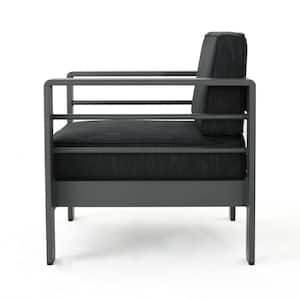 Cape Coral Grey 7-Piece Aluminum Patio Conversation Set with Dark Grey Cushions