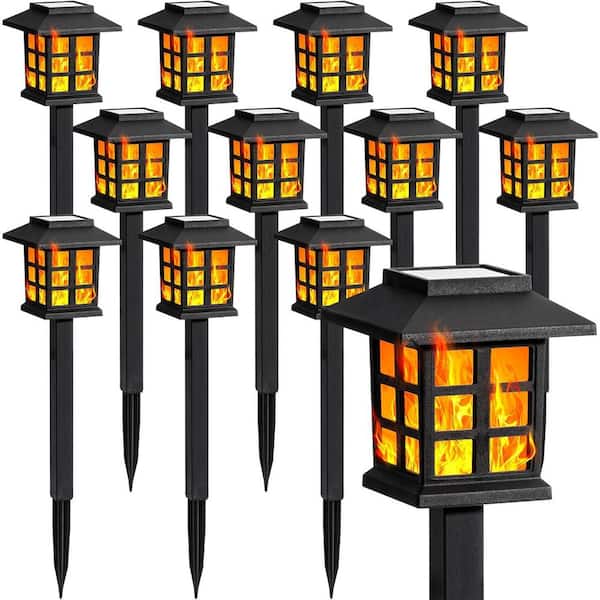 12-Pack Flickering Flame Solar Lights, Waterproof LED Outdoor Lights for Garden, Yard, Pathway, Patio, Christmas Decor