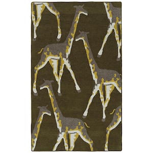 Forever Fauna Green 5 ft. x 8 ft. Animal Print Area Rug