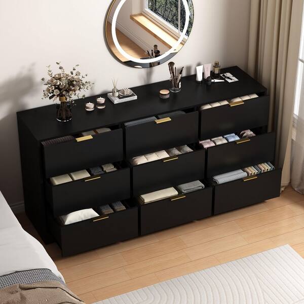 black large dresser with deep drawers UHOMEPRO Black 5 Drawer Dresser, Chest of Drawers for Bedroom, Modern –  uHomePro