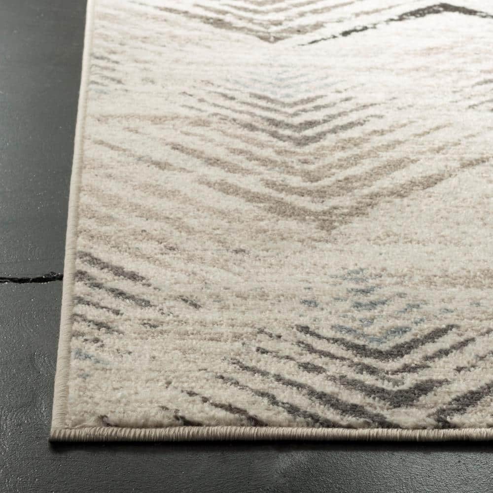 Geometric Tribal Cream & Beige Synthetic Area Rug, 3' x 5'
