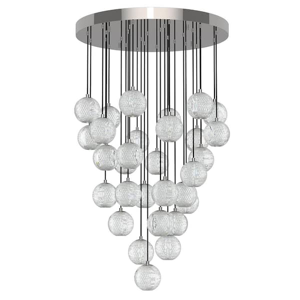 ALORA Marni 30 Head 1 Light 155-Watt Polished Nickel Integrated LED Pendant Light