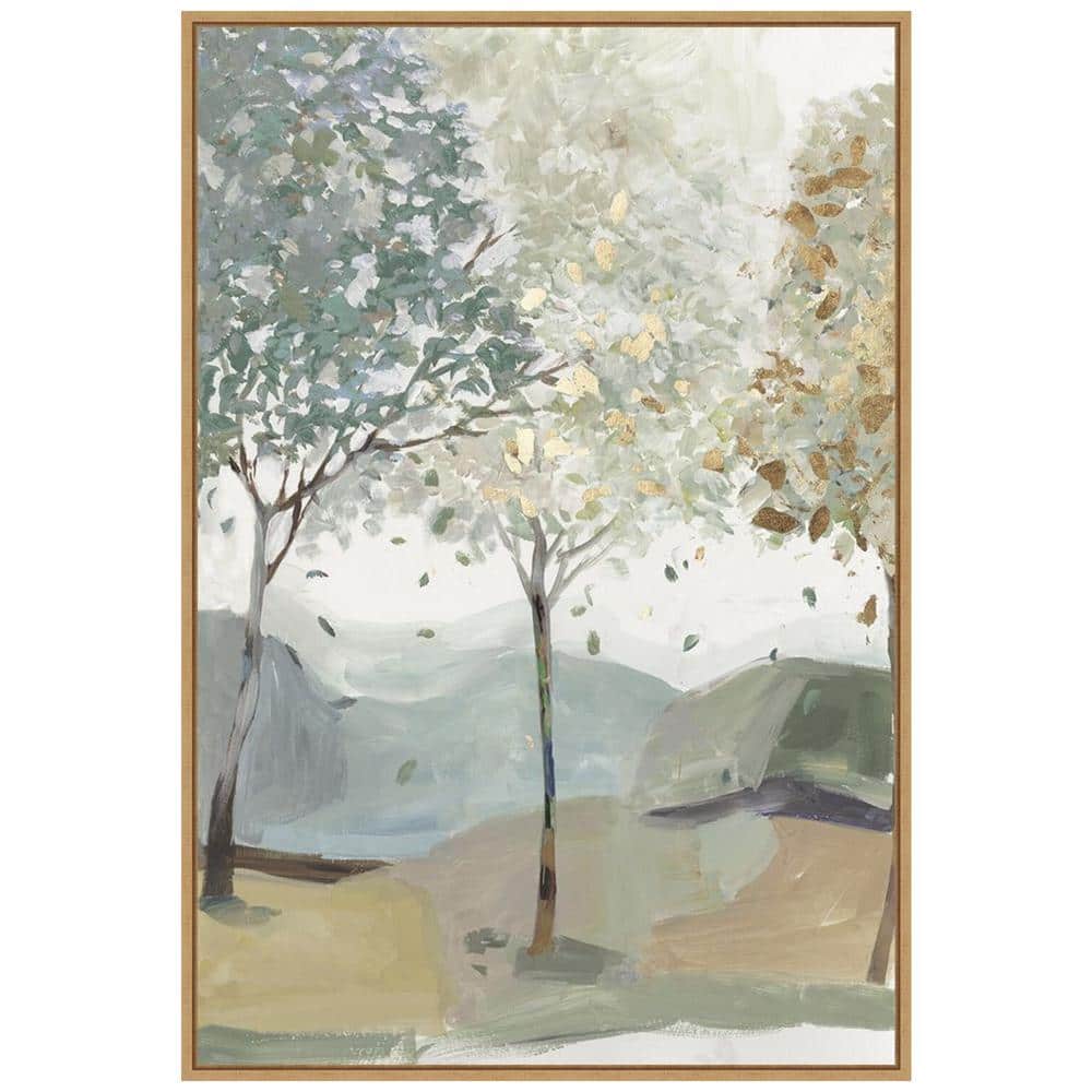 Breezy Landscape Trees III Canvas Print with Maple Frame