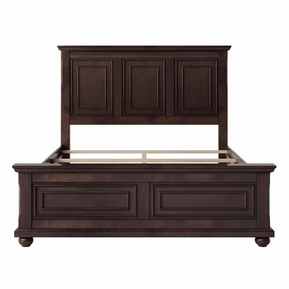Rich Brown Vintage Style Wood Frame King Size Platform Bed with Sturdy Pinewood Frame and Legs - thumbnail 4
