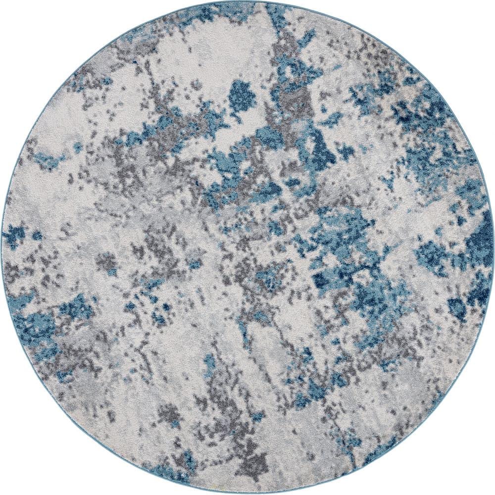 Tayse Rugs Diamond Abstract Blue 6 ft. Round Indoor Area Rug DIA1101 ...