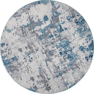 Diamond Abstract Blue 6 ft. Round Indoor Area Rug
