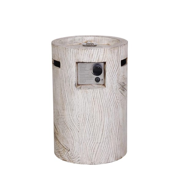 Unbranded 16 in. W x 25 in. H Round Metal Propane Gas Beige Fire Pit with Waterproof Cover, 30,000 BTU Adjustable Flame Fire Table