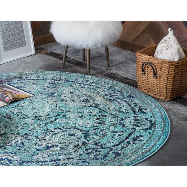 Medici Salamanca Light Blue 6' 0 x 6' 0 Round Rug