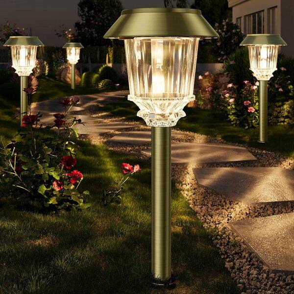 Solar Pathway Lights Garden Stake, 4-Pack, Bronze L0FMKBVMHL - The