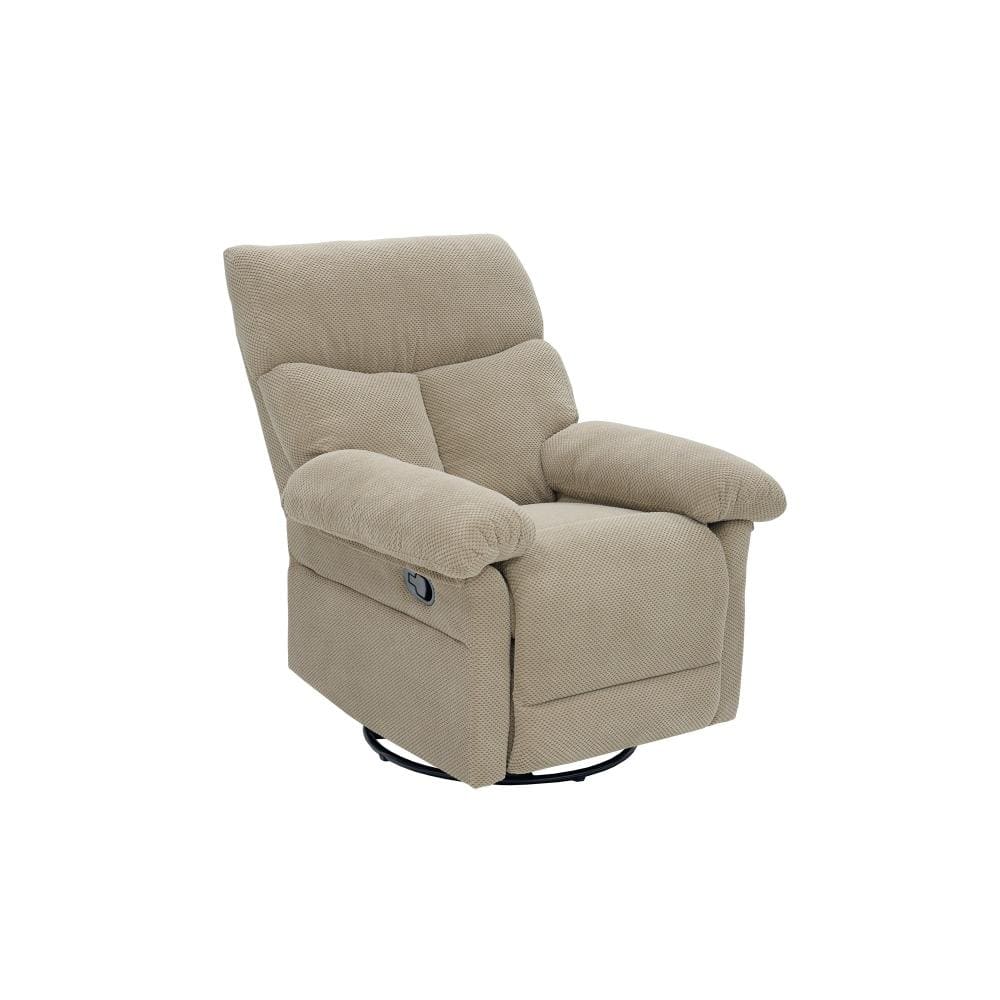 Modern Camel Polyester Upholstery Manual Swivel Rocker Recliner Chair with Padded Armrests
