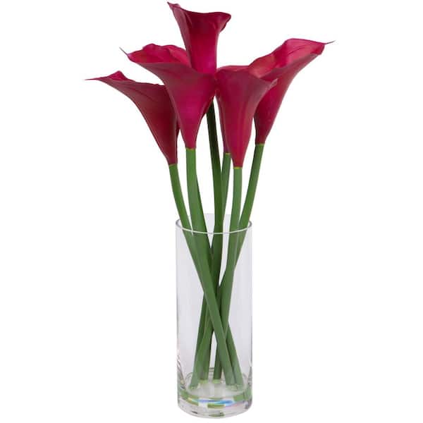 Vickerman 24 in. Purple Artificial Calla Lily Floral Arrangement in Vase