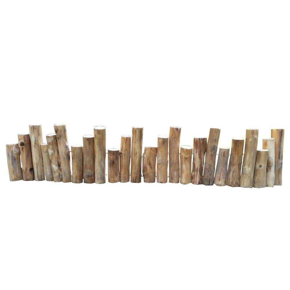 Natural Teak Wood Log Lawn Edging, 60" Length