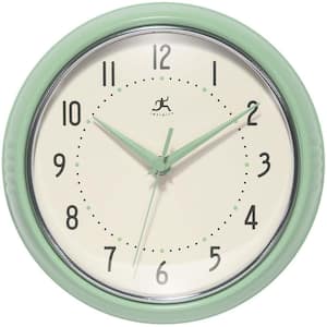 Retro Round Meadow Mist Aluminum Wall Clock, 9.5 in.