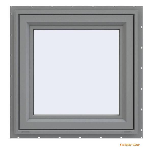 JELD-WEN 23.5 in. x 23.5 in. V-4500 Series Gray Painted Vinyl Left-Handed Casement Window with Fiberglass Mesh Screen