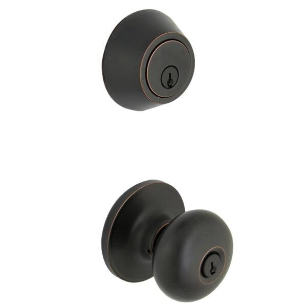 Defiant Round Matte Black Keyed Entry Door Knob with Single Cylinder Combo Pack