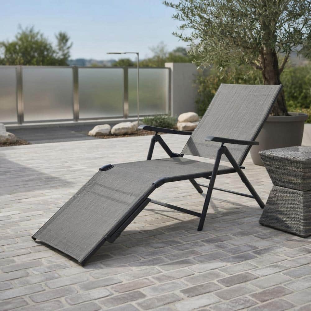 Gray Foldable Chaise Lounge With Adjustable Backrest And Footrest For Outdoor Use price history on PriceWatchPro