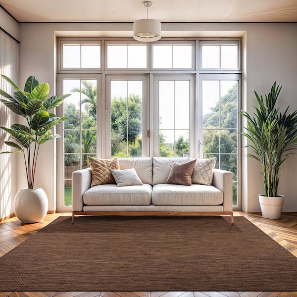 Sunshine Solid Gold 8 ft. x 10 ft. Indoor Outdoor Area Rug