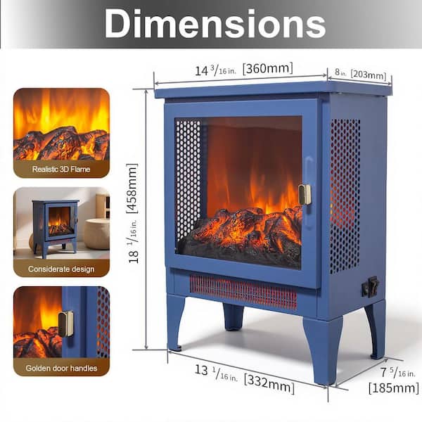 SUNRINX 17 in. Freestanding Electric Fireplace Stove Heater with