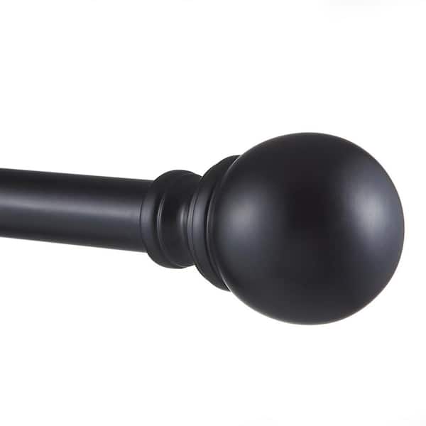 EXCLUSIVE HOME Sphere 36 in. - 72 in. Adjustable 1 in. Single Curtain Rod Kit in Matte Black with Finial