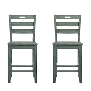 Quinby Antique Green Wood Counter Height Side Chairs (Set of 2)