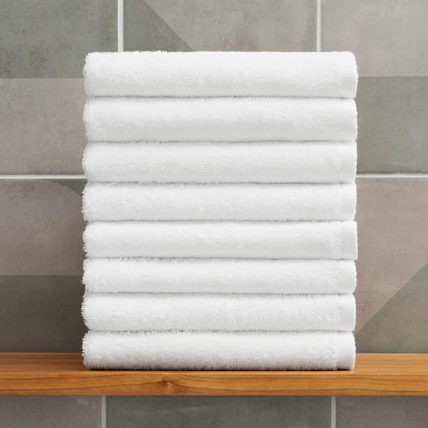 StyleWell Cotton 8-Piece Bright White Hand Towel Set