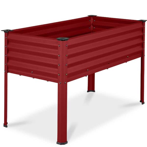 Best Choice Products 48 in. x 24 in. x 30 in. Royal Red Rectangle Galvanized Steel Raised Garden Bed Planter Box