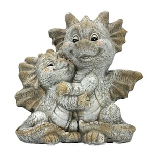 14 in. Dragon Mom & Child Garden Statue Resin