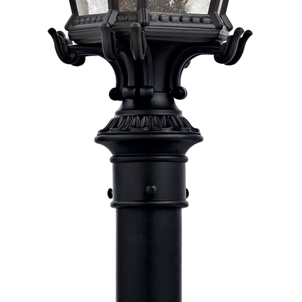 Traditional Black Aluminum Outdoor Post Lantern with Clear Seeded Glass