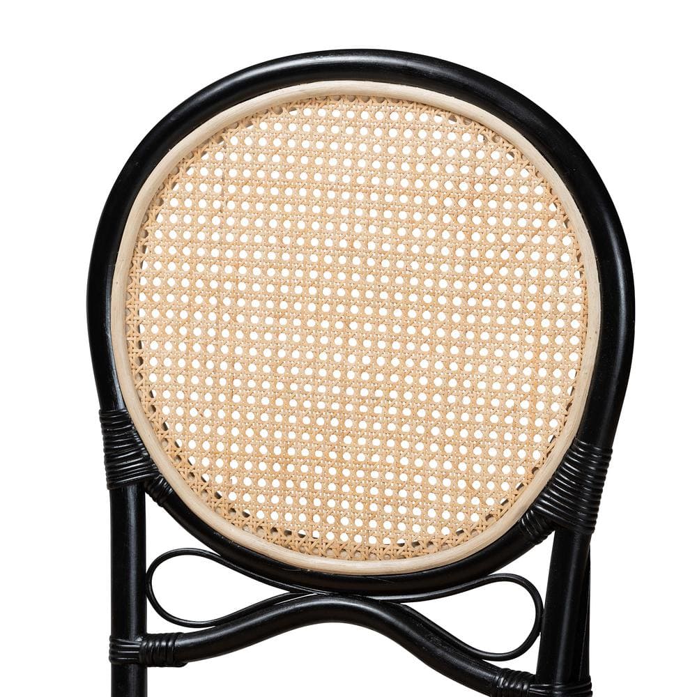 Ayana Black and Natural Rattan Low Side Chair