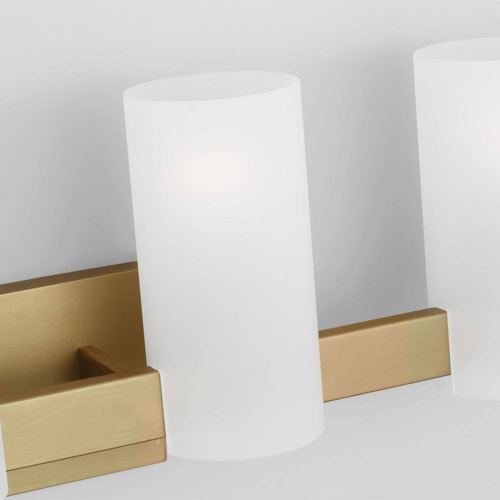 Rhode Satin Brass 4-Light Vanity with Etched Glass Shades