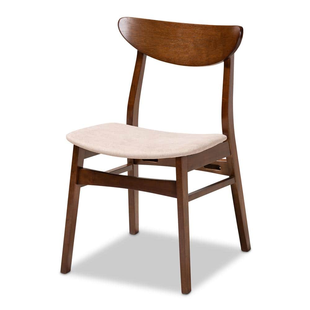 Set of 4 Light Beige Cane and Wood Dining Chairs