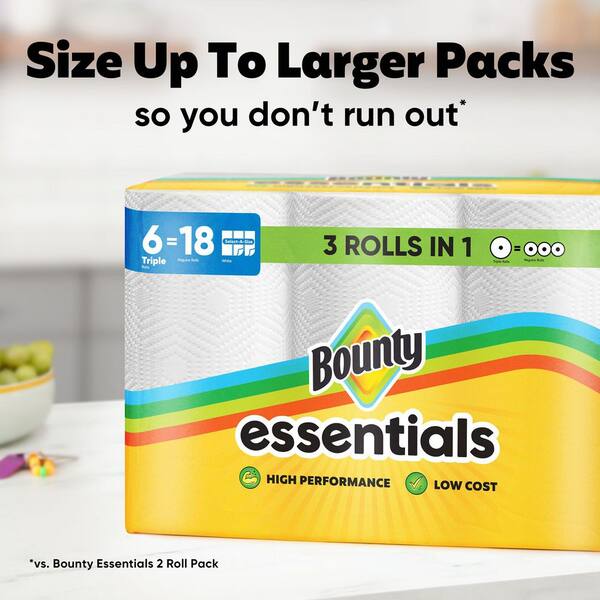 Bounty Essentials Select-A-Size Paper Towels, 4 Double Rolls, White