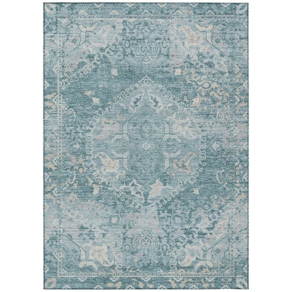 Chantille Machine Washable Indoor/Outdoor Abstract ACN3169 Teal 3 ft. x 5 ft. Area Rug