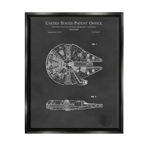 The Stupell Home Decor Collection Sci-fi Spacecraft Representation Blueprint Diagram by Karl Hronek Floater Frame Fantasy Wall Art Print 21 in. x 17 in.