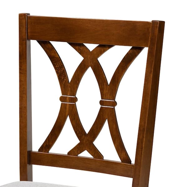 Baxton Studio Augustine Grey and Walnut Brown Fabric Dining Chair