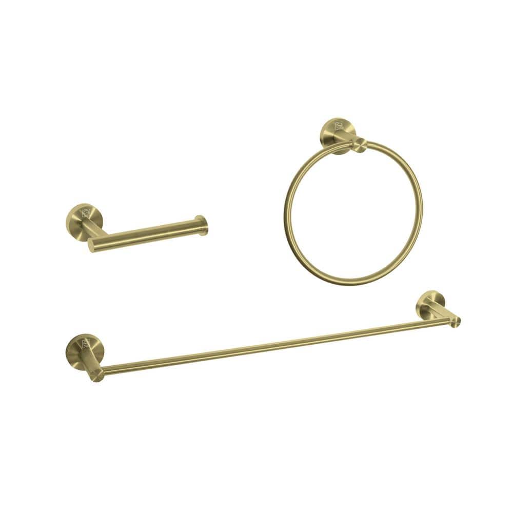 Timeless Home 3-Piece Bath Hardware Set with Mounting Hardware in Brushed G